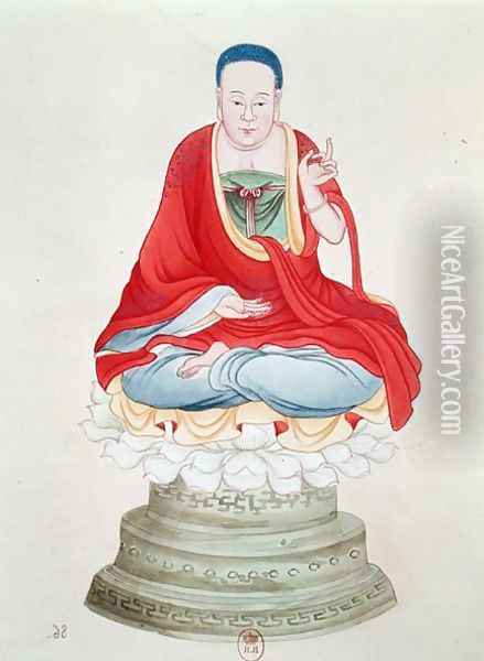 Buddha seated on a lotus flower Oil Painting - Anonymous Artist