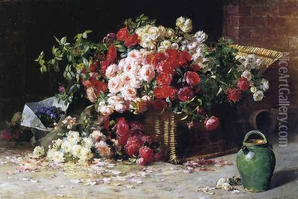 Still Life with Roses Oil Painting - Abbott Fuller Graves