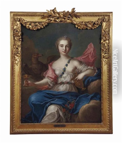 Portrait De Louise Henriette De Bourbon Conti En Hebe Oil Painting - Jean Marc Nattier