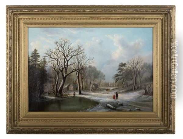 Winter In New England Oil Painting - William H. Titcomb