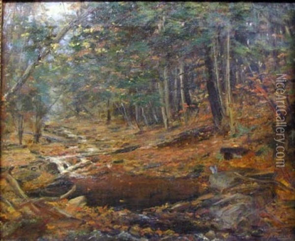 A Woodland Glade Oil Painting - George Newell Bowers