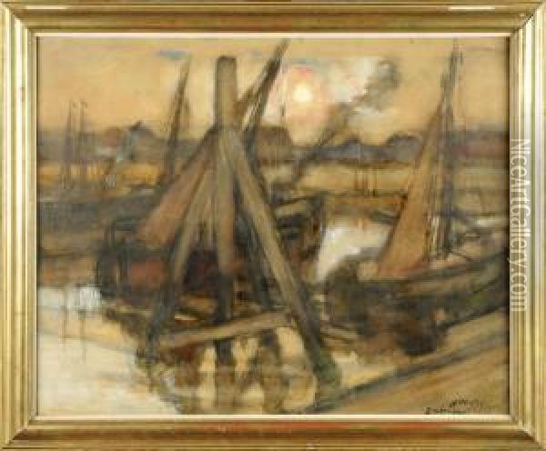 Zeebruges Oil Painting - Auguste Oleffe