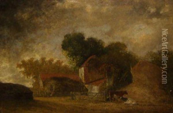 Farmstead With Cattle Oil Painting - James Stark
