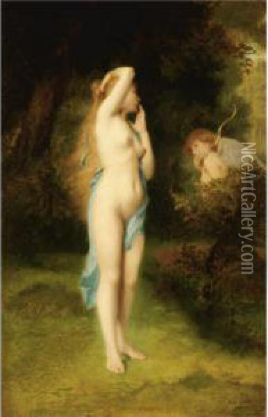 Venus And Cupid Oil Painting - Emile Levy