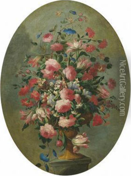 Natura Morta Di Fiori Oil Painting - Master Of The Guardeschi Flowers