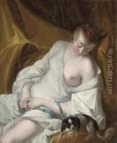 A Woman En Deshabille Oil Painting - Jean-baptiste Deshays