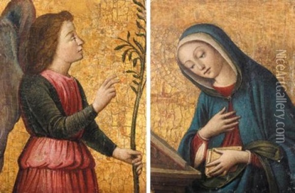 The Archangel Gabriel (+ The Virgin Annunciate; Pair) Oil Painting - Filippo (Filippino) Lippi