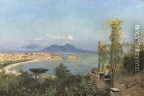 Neapel: Looking Over The Bay Of Napels Oil Painting - Max Friedrich Rabes
