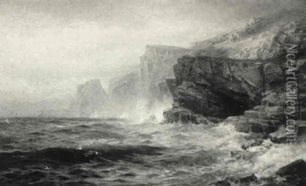 Rock Bound Coast - Devon Oil Painting - William Trost Richards