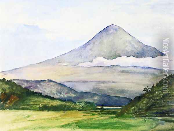 Mountain Of Fuji San From Fuji Kawa Oil Painting - John La Farge