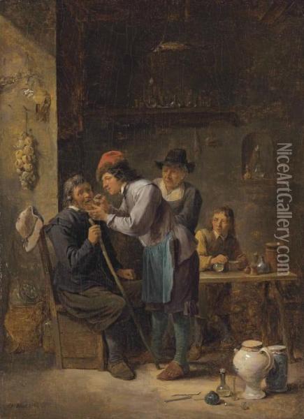A Dentist Pulling A Tooth Oil Painting - David The Younger Teniers