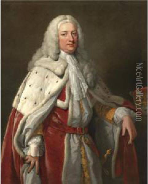 Portrait Of Francis Greville, 1st Earl Of Warwick (1719-1773) Oil Painting - Hoare, William, of Bath