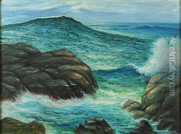 Rising Tide, Carmel, California Oil Painting - Paul Dougherty