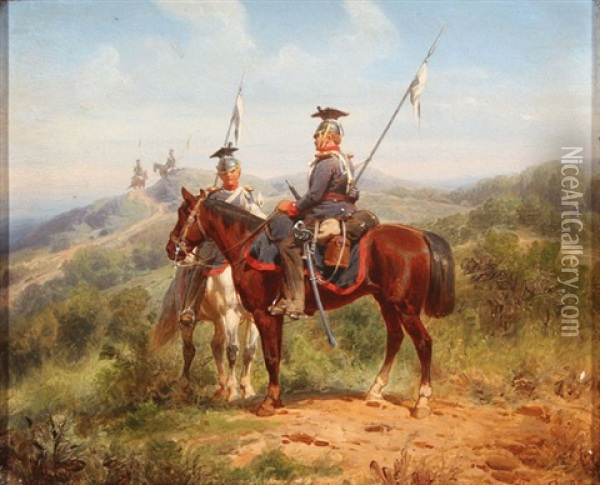 Calvary Troops (pair) Oil Painting - Christian Sell the Elder