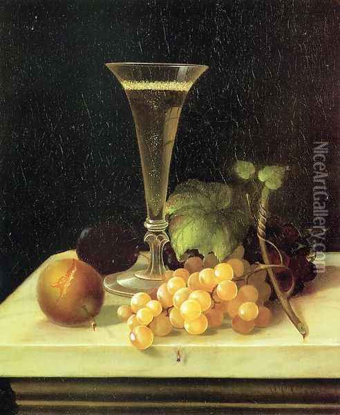 Still Life Wine Glass and Fruit Oil Painting - Morston Constantine Ream