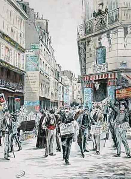 View of the Rue de Croissant in the 11th arrondissement of Paris Oil Painting - Grenier, Ernest