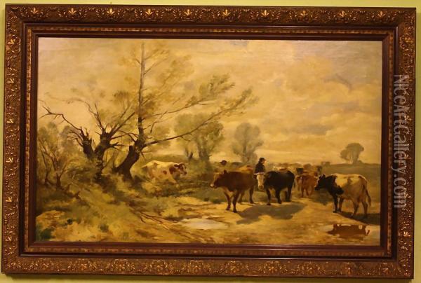 Austrieb Der Herde Oil Painting - Franz Maler Sequens