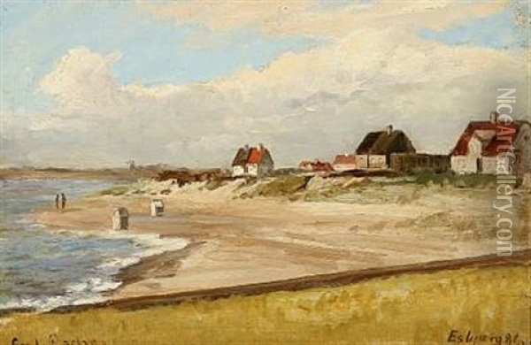 Coastal Scene From Esbjerg, Denmark Oil Painting - Carl Ludvig Thilson Locher
