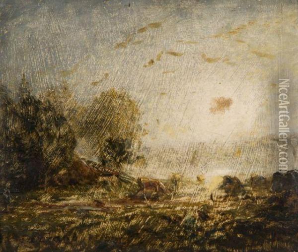 Effet De Lumiere Dans Un Pre Oil Painting - Louis Hilaire Carrand