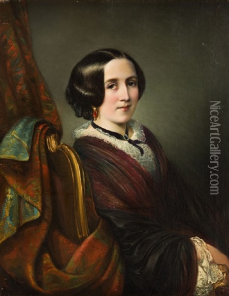 Portrait Of A Woman Oil Painting - Emil Boratynski