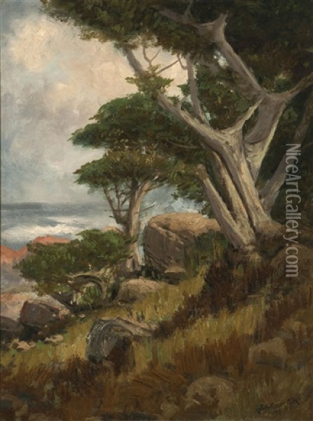 Monterey Pines Coastal Oil Painting - Ralph Davison Miller
