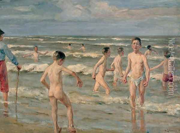 Bathing Boys Oil Painting - Max Liebermann