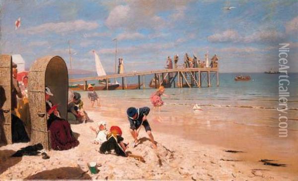 A Sunny Day At The Beach Oil Painting - Wilhelm Simmler
