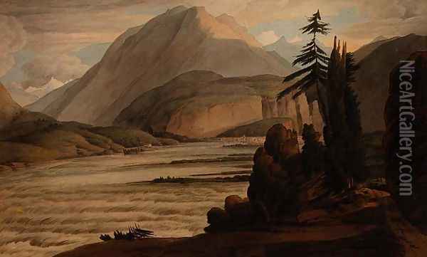 In the Valley of the Grisons, 1781 Oil Painting - Francis Towne