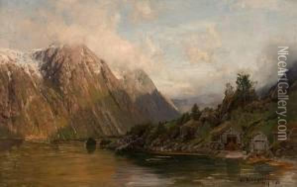 Fjordlandskap Oil Painting - Anders Monsen Askevold