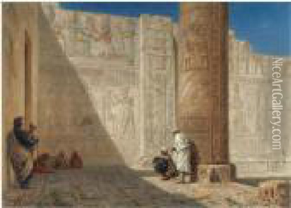 The Temple Of Seti I, Abydos Oil Painting - Ernst Carl Eugen Koerner