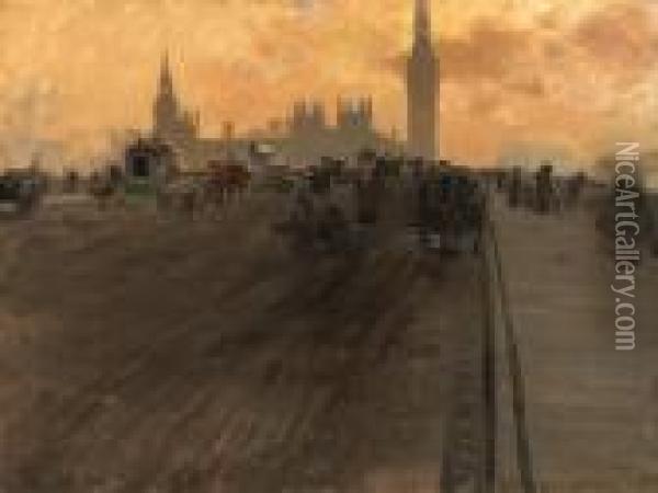 Westminster Bridge Ii Oil Painting - Giuseppe de Nittis