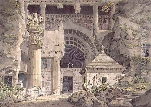 Ancient Excavations at Carli, plate XIV, engraved by Daniel Havell 1785-1826 1809 Oil Painting - Henry Salt