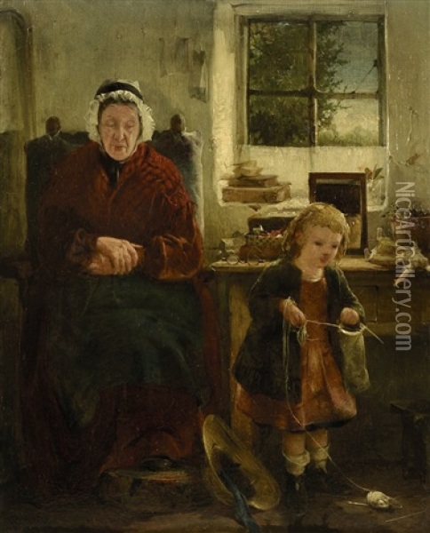 Grosmutter Und Enkelin Oil Painting - Henry Benjamin Roberts