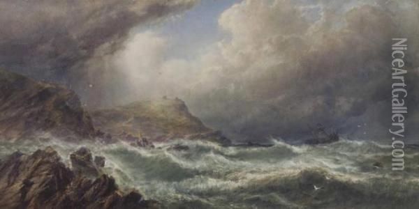 Rough Seas Oil Painting - Edwin Hayes