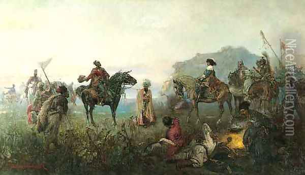 Cossacks Gift Oil Painting - Waclaw Pawliszak