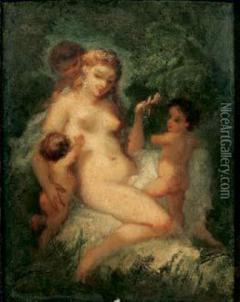 Femme Et Enfants Oil Painting - Narcisse-Virgile D Az De La Pena
