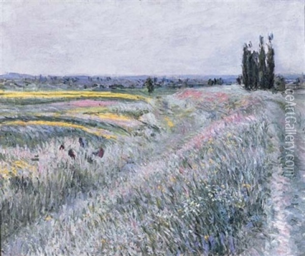 La Plaine De Gennevilliers, Groupe De Peupliers Oil Painting - Gustave Caillebotte