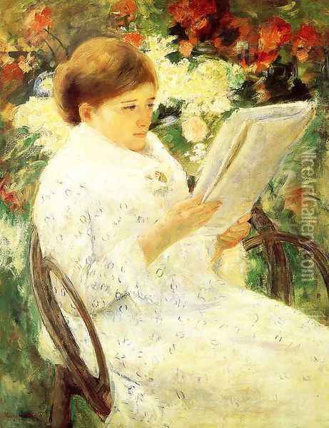 Woman Reading In A Garden Oil Painting - Mary Cassatt