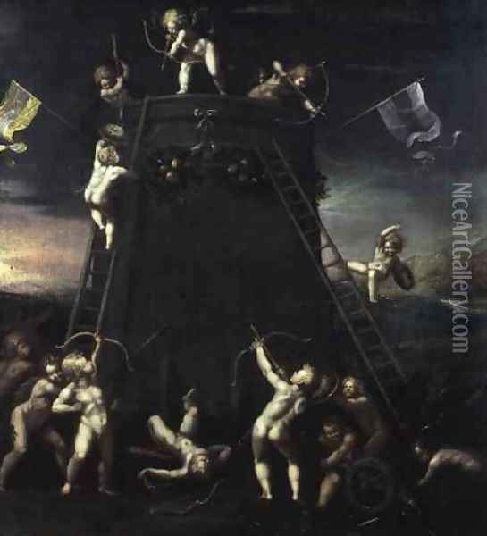 The War of the Cupids Oil Painting - Jan van Hoey