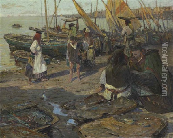 Fish Wives Of Lisbon Oil Painting - William Ritschel