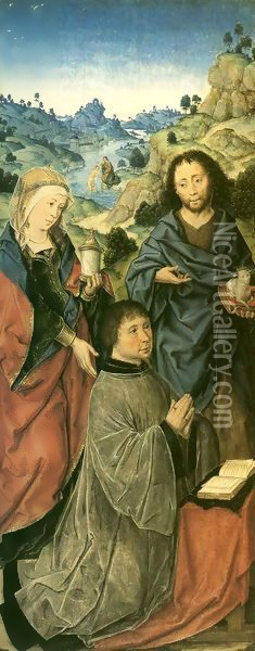 Mary Magdalene, Saint John the Baptist and a Donor Oil Painting - Aelbrecht Bouts