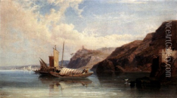 View Of The Bay Naples Oil Painting - Arthur Joseph Meadows