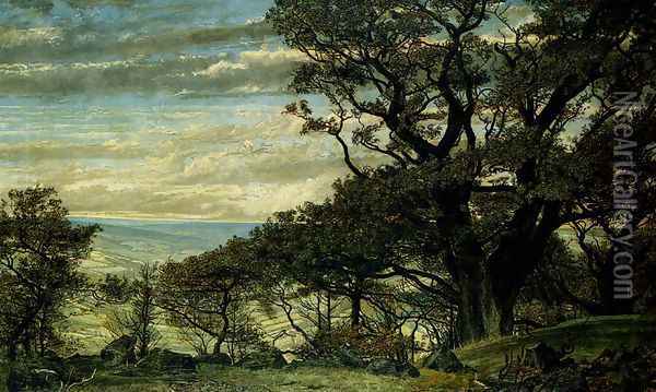 from Wharncliffe Crags Looking Towards The Derbyshire Moors Oil Painting - Archibald James Stuart Wortley