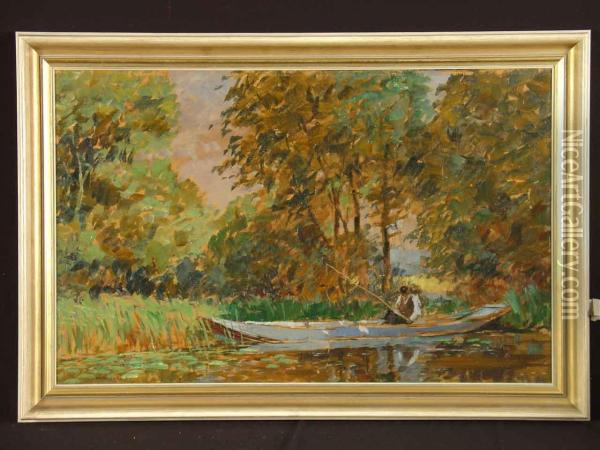 Angler Am Rheinaltwasser Oil Painting - Wilhelm Nagel