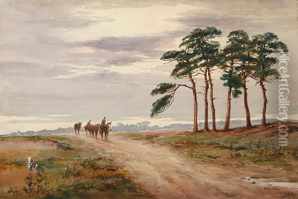 On The Icklingham Road, Near Mildenhall Oil Painting - Mabel Parker