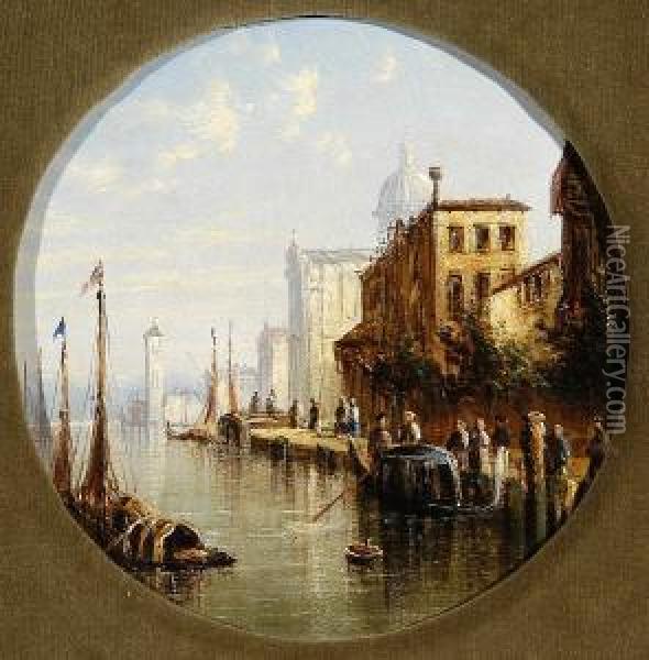 Venice Canal Scene Oil Painting - Francis Maltino
