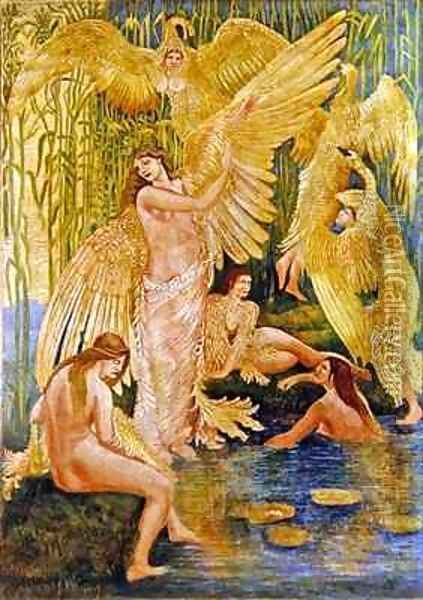 The Swan Maidens 2 Oil Painting - Walter Crane