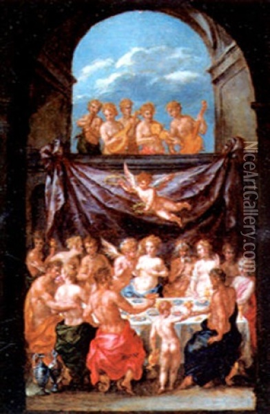 The Wedding Of Cupid And Psyche Oil Painting - Dirk de Quade van Ravesteyn