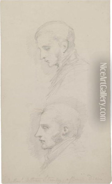 A Sheet With Two Portrait 
Studies Of The Rev. Arthur Penrhyn Stanley , Later Dean Of Westminster Oil Painting - George Richmond