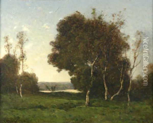 Meadow At Sunset Oil Painting - Henri-Joseph Harpignies
